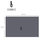Dark grey gazebo sidewall panel with zipper and grommeted top, 270 x 185 cm
