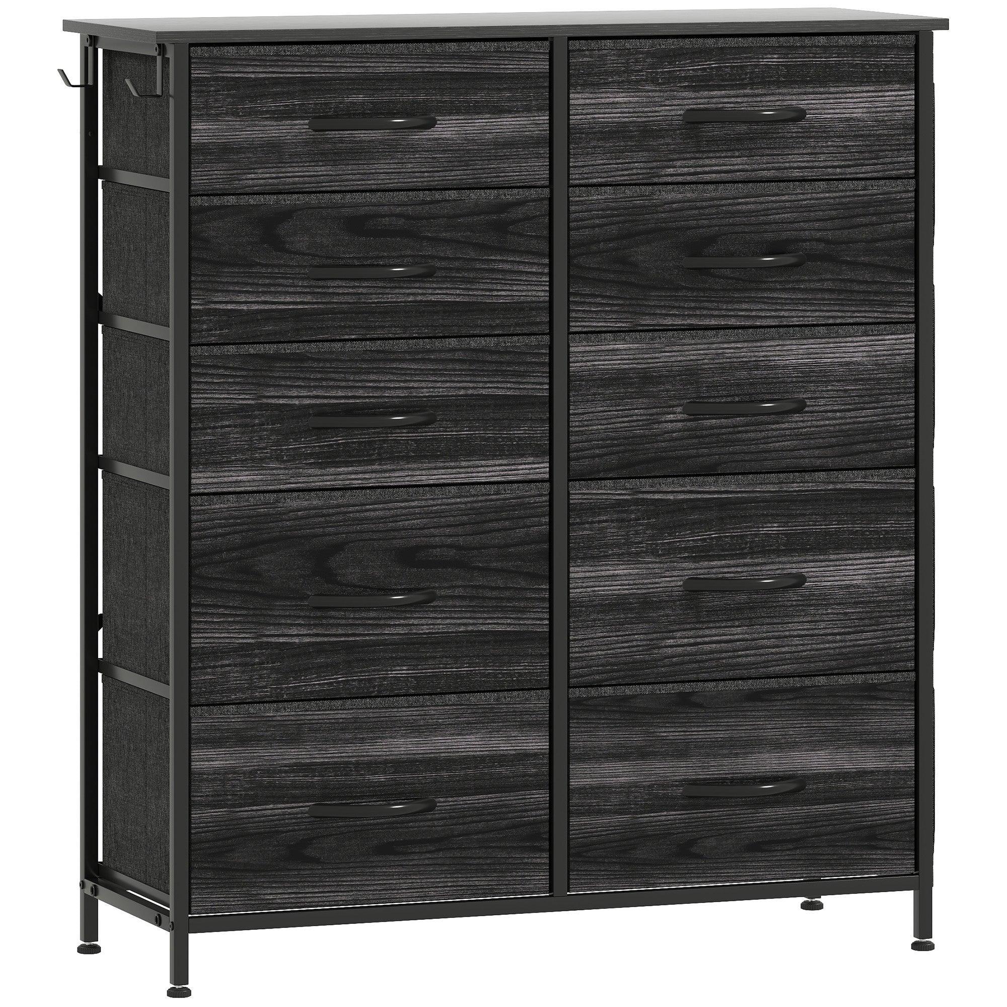 Chest of Ten Fabric Drawers - Black - Bobobiy