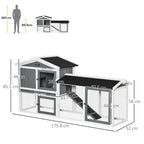 White 2-tier small animal hutch with ramp and slide-out tray, mesh front panels
