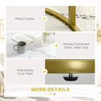 Gold metal framed nesting table set with white marble-pattern tabletop