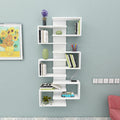 Floating Bookcase with Geometric Shelves Rozalin 161 cm Tall Wall Mounted Bookcase