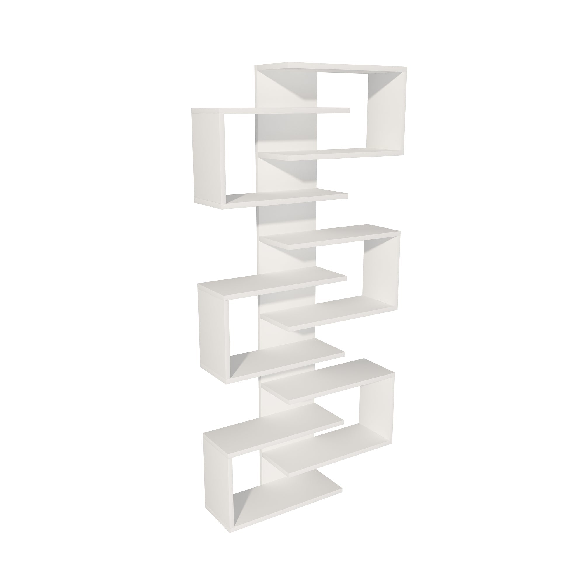 Floating Bookcase with Geometric Shelves Rozalin 161 cm Tall Wall Mounted Bookcase