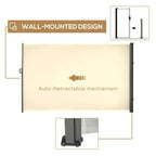 Wall-mounted cream retractable screen panel with dark gray auto-retract mechanism housing
