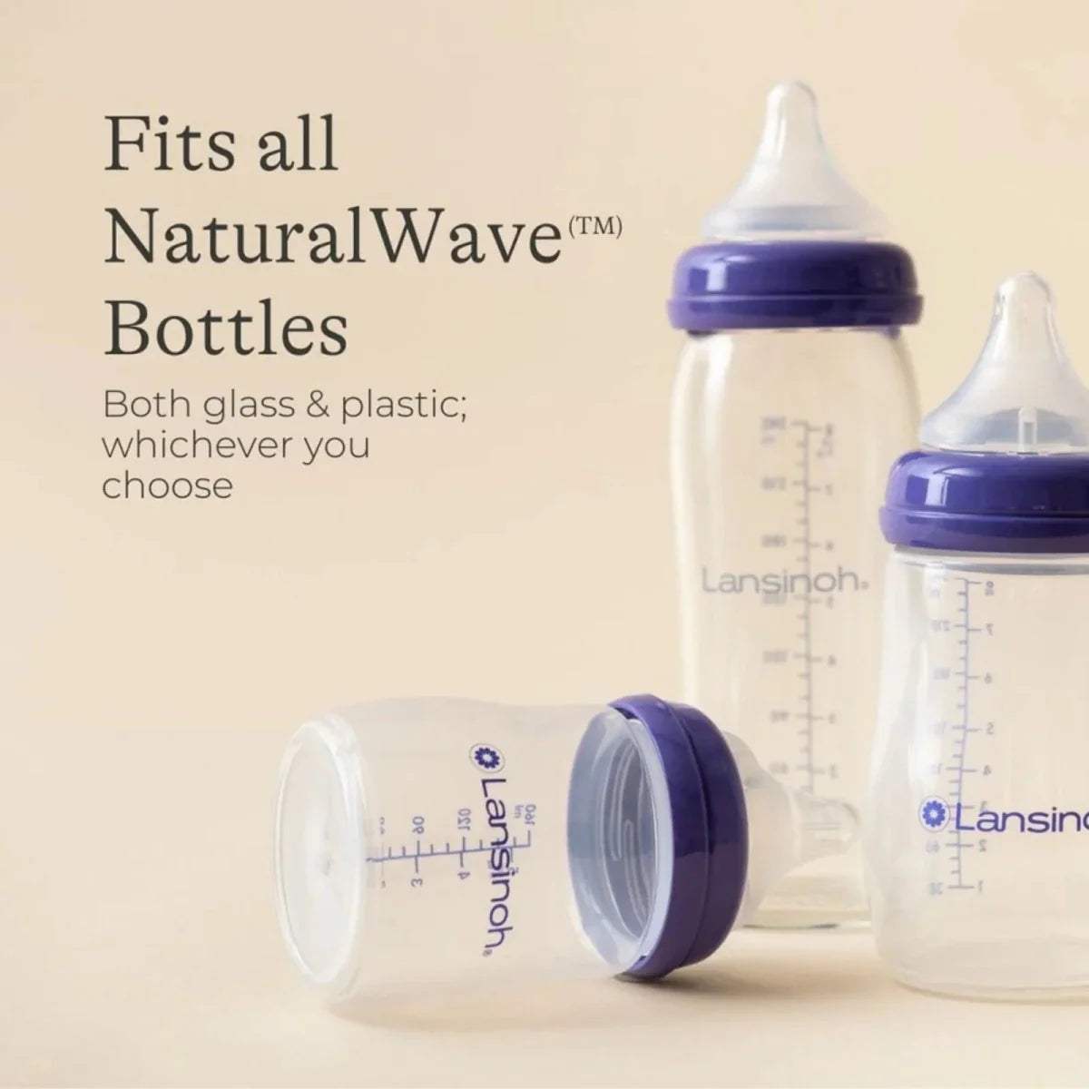 NaturalWave bottle teats with clear silicone tips and purple ring, 2-pack