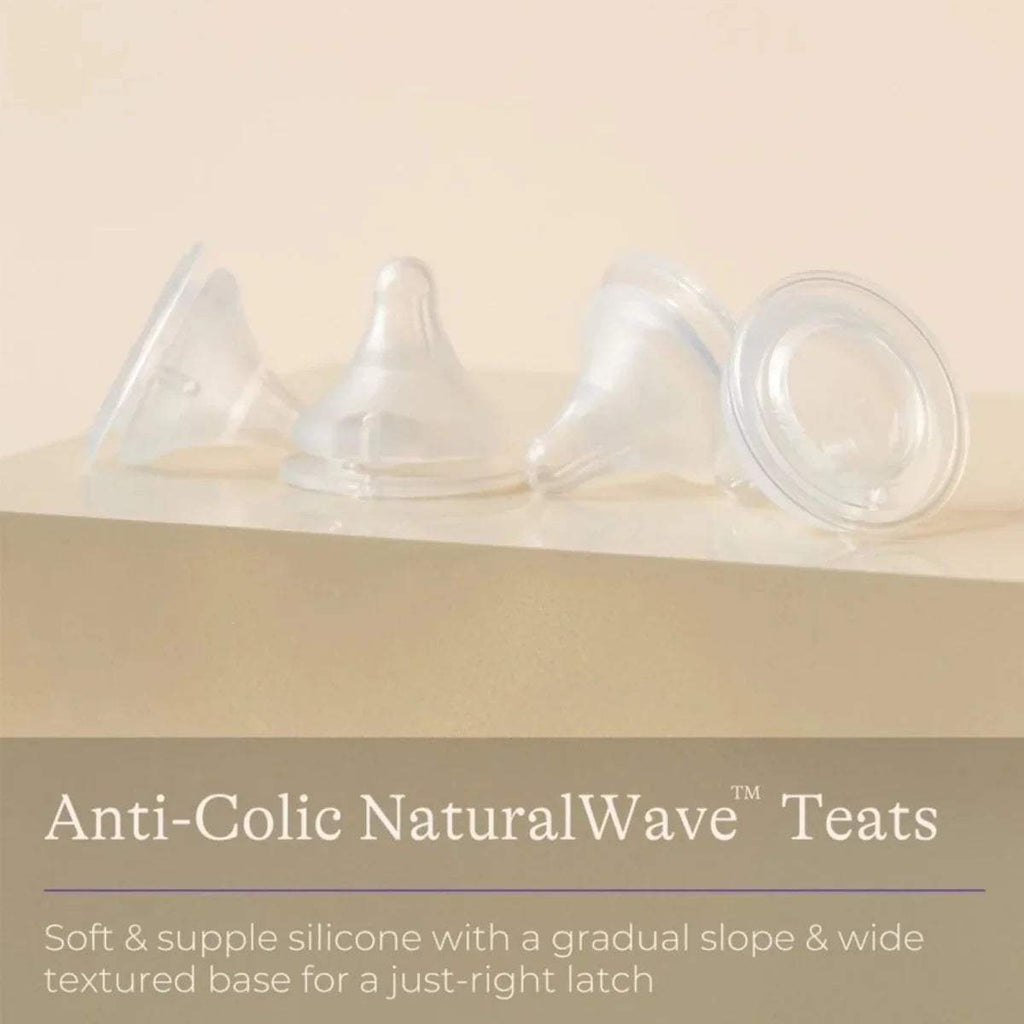 Anti-colic NaturalWave teats, clear silicone with wide textured base, pair