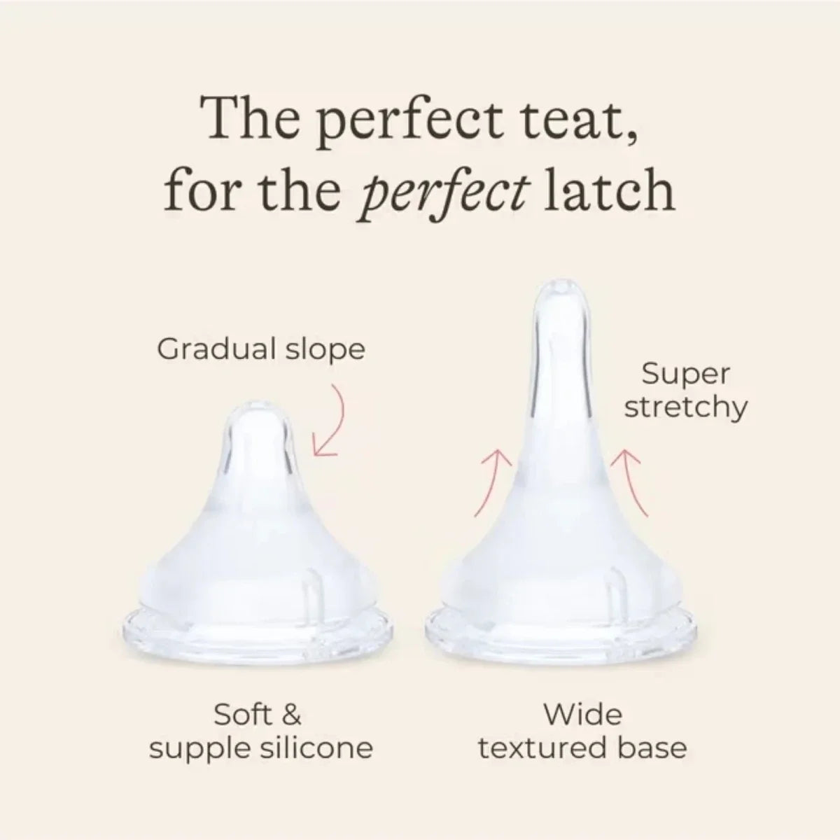 NaturalWave teats pair with soft silicone and wide textured base
