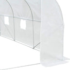 White polytunnel greenhouse side panel with translucent window panels and cover edge