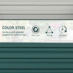Green steel raised garden bed side panel with smooth surface and horizontal slats