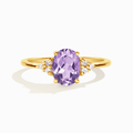 Lavender amethyst ring in gold vermeil with oval center stone and side accents