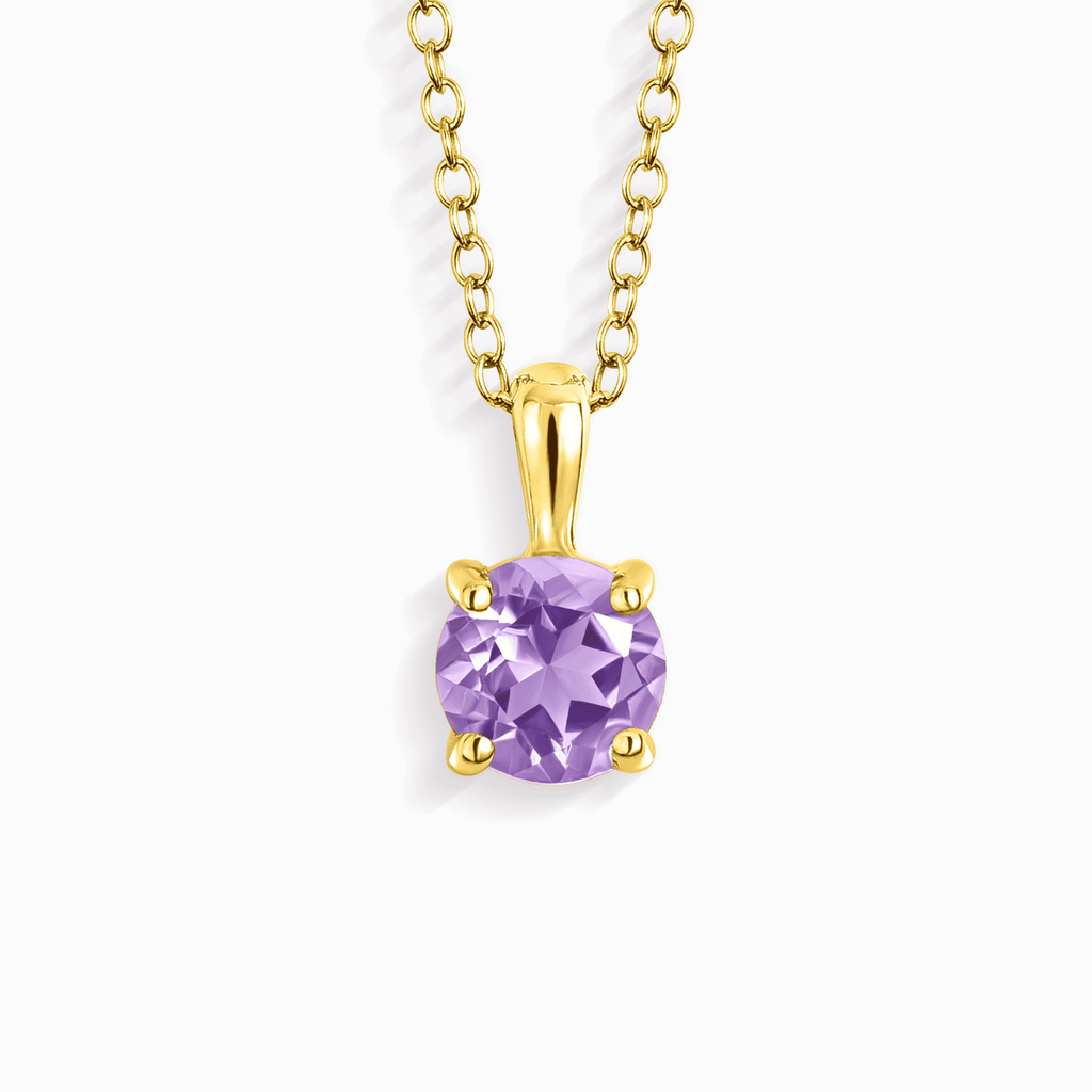 18k gold vermeil solitaire pendant necklace with a lavender amethyst gemstone