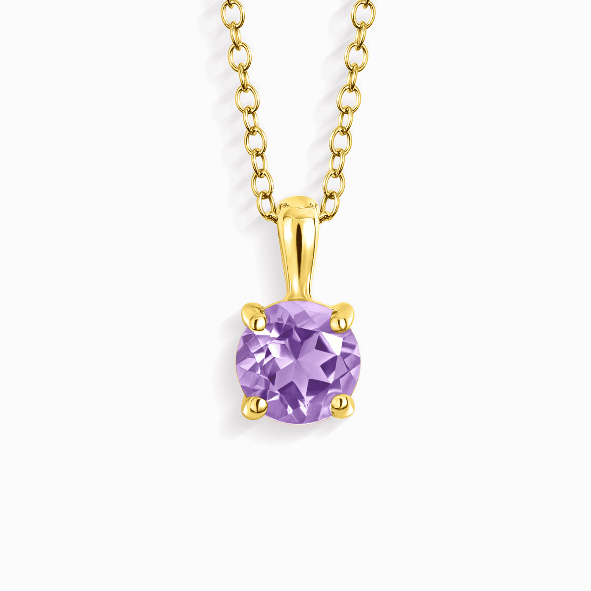 18k gold vermeil solitaire pendant necklace with a lavender amethyst gemstone
