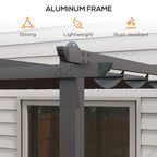 Dark grey aluminum pergola corner joint with canopy support brackets
