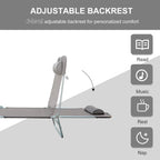 Brown adjustable backrest sun lounger with padded headrest and recline positions