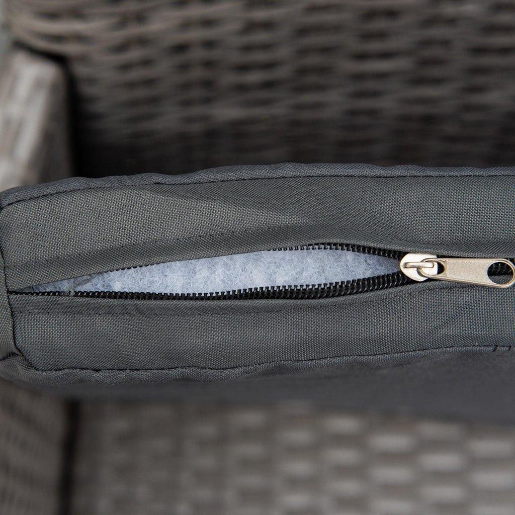 Set of Four Rattan Armchairs, with Cushions - Grey - Bobobiy