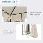 Beige gazebo tent curtains with self-adhesive fastening and wide base with stake holes