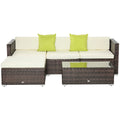 Rattan Corner Sofa Set 4-Seater Outdoor Garden Sofa for Patio - Brown - Bobobiy