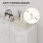 White anti-tipping shoe cabinet with two doors and stable base feet