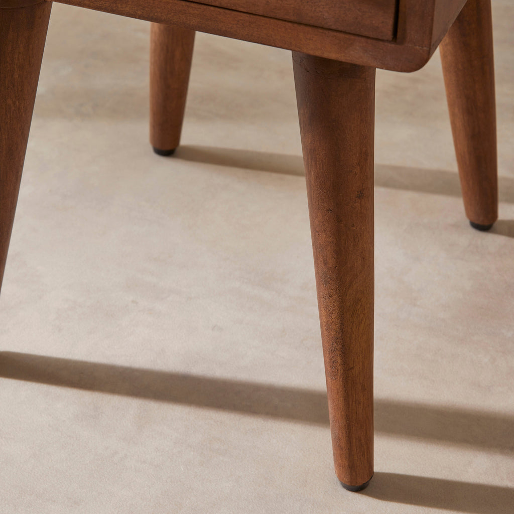 Scandinavian Walnut Logan Narrow Bedside Table