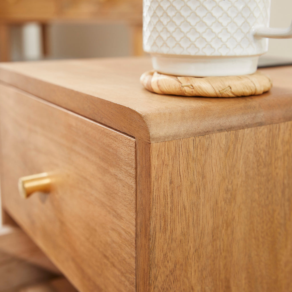 Scandinavian Light Walnut Logan Narrow Bedside Table