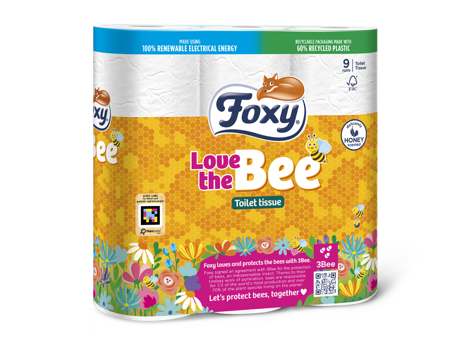 5 x Foxy Love The Bee Toilet Tissue - 9 PACK