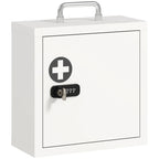 White wall medicine cabinet with cross emblem and combination key lock