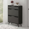 Anthracite modern shoe cabinet with two hinged compartments and sleek front panels.