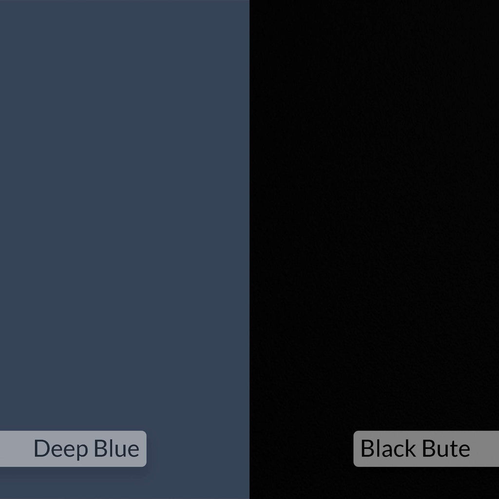 Color swatches: Deep Blue and Black Bute for sideboard cabinet surfaces