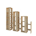 Light oak modular bookcase room divider with open cubby shelves and side panels