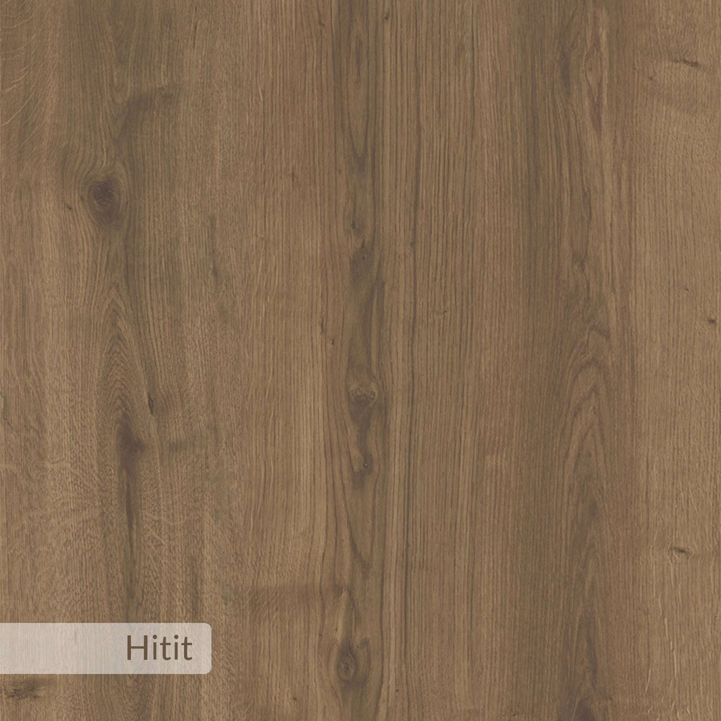 Warm brown wood grain finish swatch for a modern side table