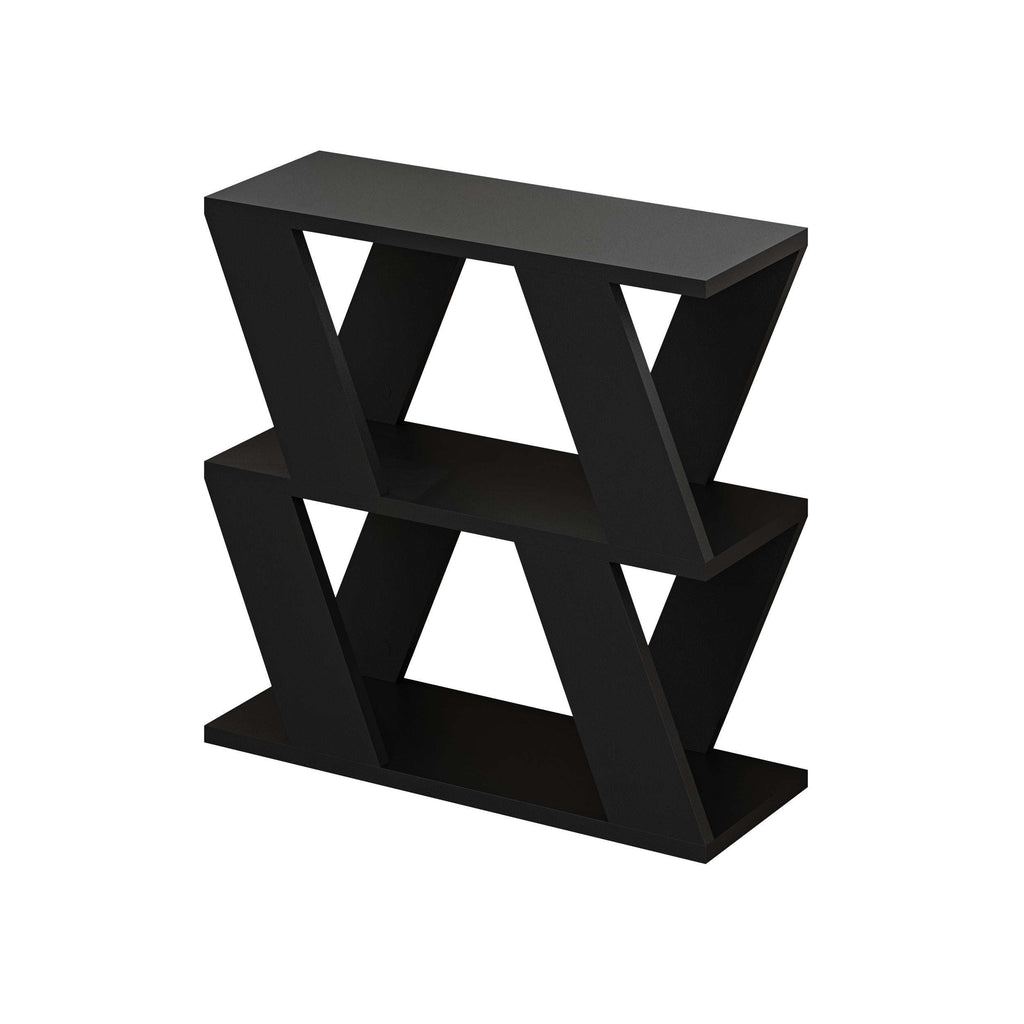 Compact modern side table with black X-style open frame and flat top