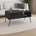 Anthracite grey coffee table with UV pattern panel and open shelf