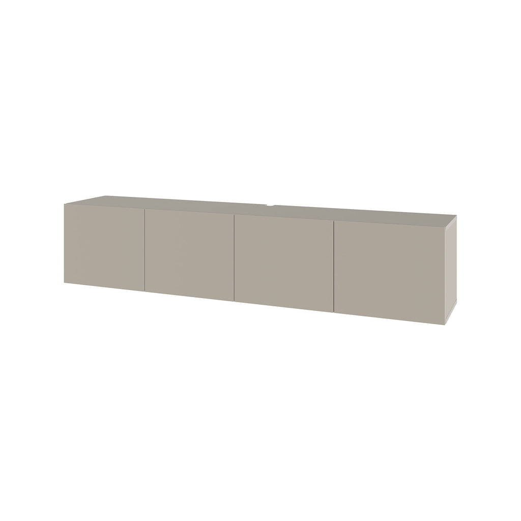 Sandstone wall-mounted TV unit with four panel doors and centered handle