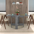Foldable retro grey dining table with rectangular top and four angled legs