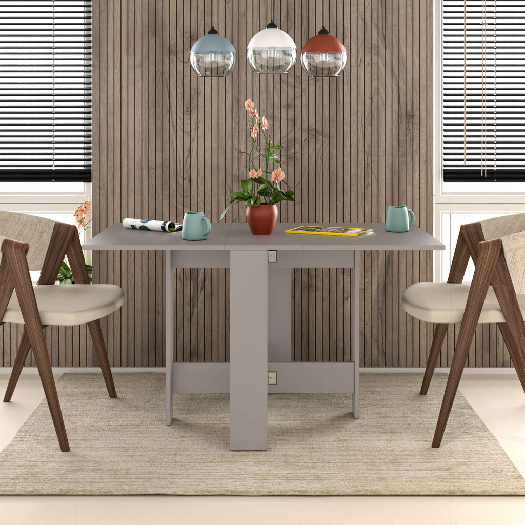 Rectangular dining table with light mocha finish and pedestal base