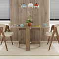 Foldable dark oak effect dining table with apron base and lower support braces