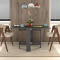 Foldable anthracite dining table with open base and flat tabletop, supported by four legs