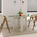 Foldable dining table in light sandstone beige with rectangular top and sturdy legs.