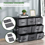 Dark grey fabric chest of drawers with foldable drawers and pull handles