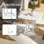 White cast aluminium patio table with lattice top, umbrella hole, adjustable anti-slip foot pads