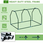 Heavy-duty steel frame for mini greenhouse, green metal arches and base rails