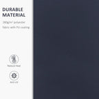 Blue-and-white awning fabric panel with textured woven polyester surface