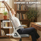 Grey mesh office chair with integrated lumbar support and contoured seat back.