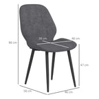 Grey velvet dining chair with curved backrest and cushioned seat