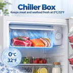 White chiller box mini fridge interior with drawer-style cold storage compartment