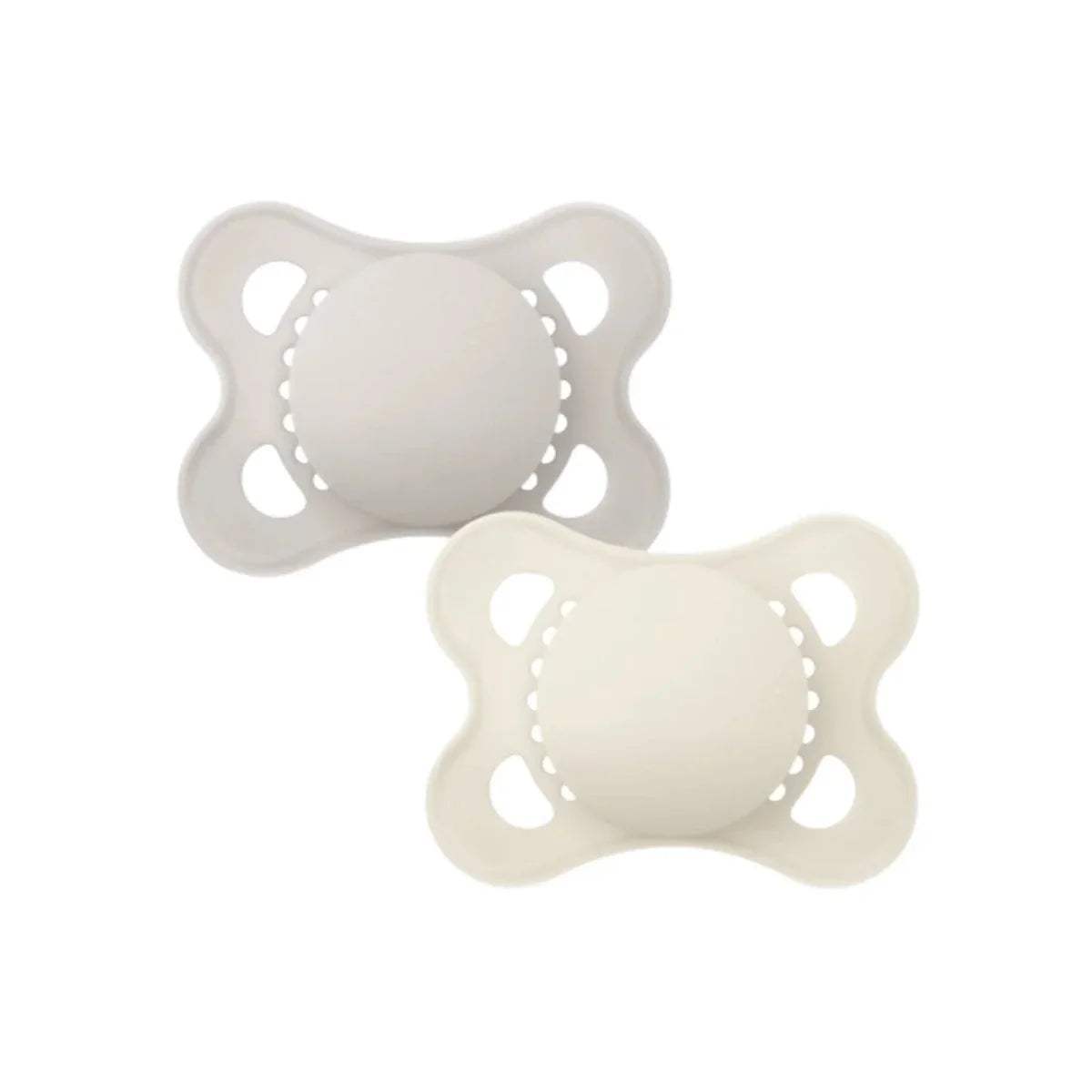 MAM original unisex baby soother, soft silicone, two-pack, light gray with holes