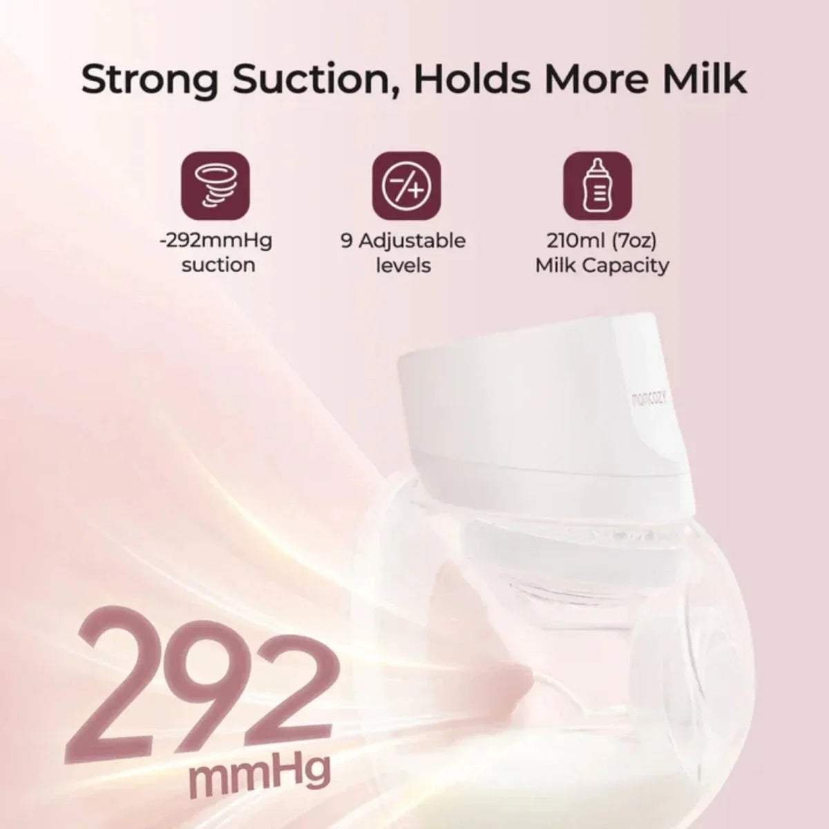 White wearable electric breast pump with twin silicone cups and control housing
