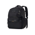 Momcozy GoEase changing bag in black, front zip pockets and round logo badge
