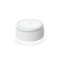 Momcozy white noise machine, round white base with mint control ring and buttons
