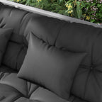 Charcoal grey tufted back cushion pillows with quilted panels and button detail
