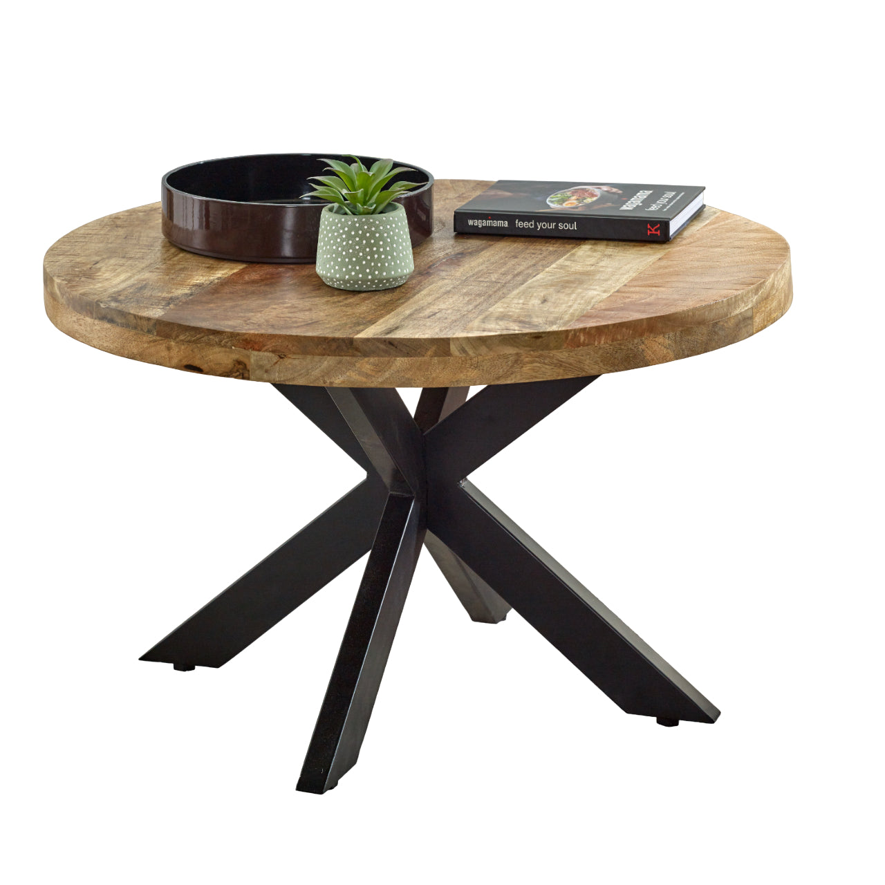 Merlin Mango Wooden Round Coffee Table Spider Legs